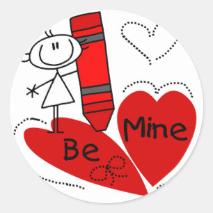 Sticker Rond Stick Girl Be Mine Valentine