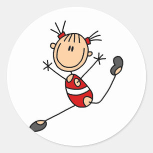 Sticker Rond Stick Girl Gymnast Tshirts et cadeaux
