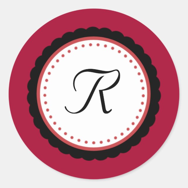 Sticker Rond Stick initial du monogramme Fuchsia Pop Color (Devant)