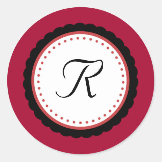 Sticker Rond Stick initial du monogramme Fuchsia Pop Color