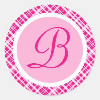 Sticker Rond Stick initial du monogramme rose