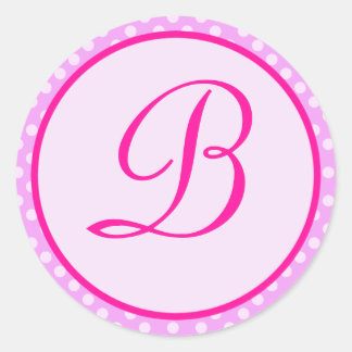 Sticker Rond Stick initial Pink Polka Point Monogram