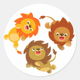 Sticker Rond Stick Lions Cartoon sans poids mou