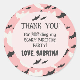 Sticker Rond Stick Merci d'anniversaire rose mignon