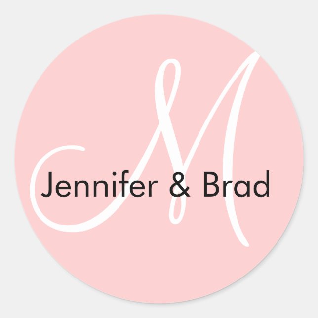 Sticker Rond Stick Monogramme rose pour mariée mariage (Devant)