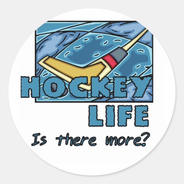 Sticker Rond Stick on Ice Hockey is There Plus de t-shirts (Devant)