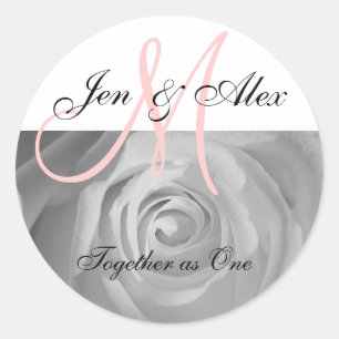 Sticker Rond Stick Phrase et Noms du Mariage Monogramme