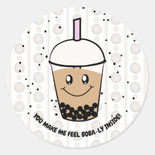 Sticker Rond Stick rond à bulle de thé Boba mignonne