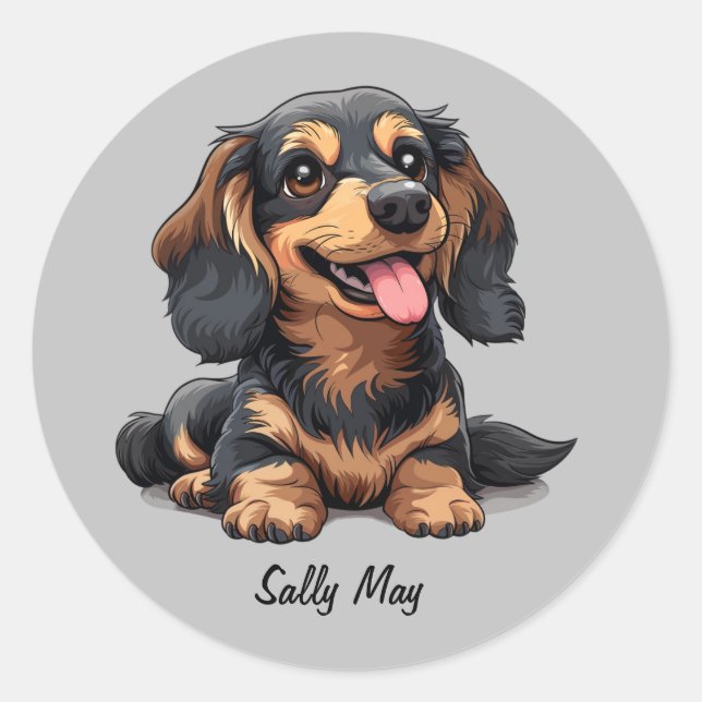 Sticker Rond Stick rond chic chicot mignon Dachshund Personnali (Devant)