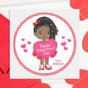 Sticker Rond Stick rond Heureuse Sainte-Valentin noir