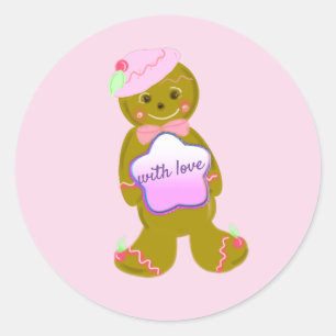 Sticker Rond Stick rond Homme en pain d'épices rose Vintage