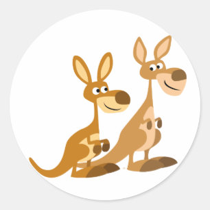 Sticker Rond Stick rond Kangaroos deux cartons mignons