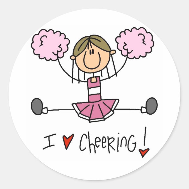 Sticker Rond Stick rose Pom-pom girl T-shirts et cadeaux (Devant)