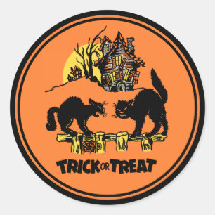 Sticker Rond Stick vintage Halloween Ou Treat