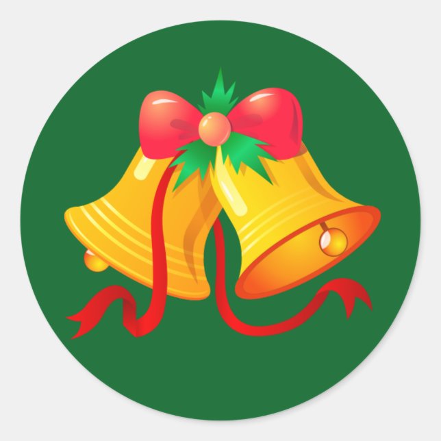 Sticker Rond Sticker-cloches de Noël avec Bow rouge (Devant)