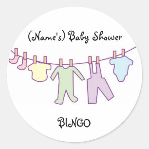 Sticker Rond Sticker-Clothesline Baby shower personnalisé