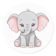 Sticker, Eléphant souriant bébé avec des joues bla