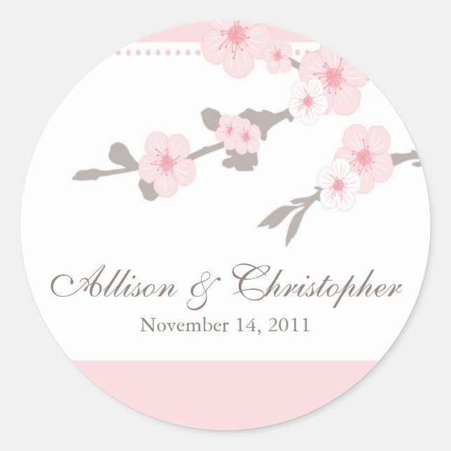 Sticker Rond Sticker/Sceau Mariage Cherry Blossom Favoriser (Devant)
