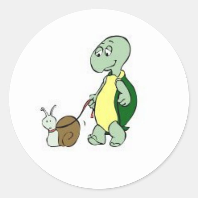 Sticker Rond Sticker-Turtle à pied un escargot! (Devant)