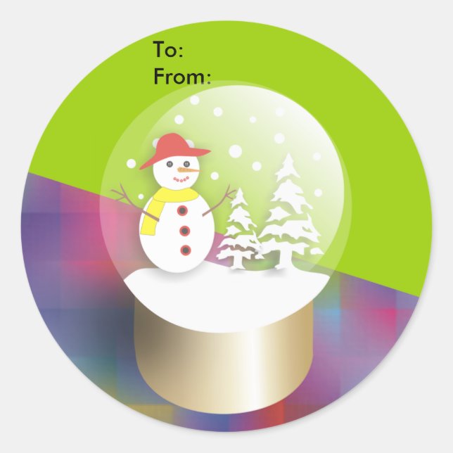 Sticker Rond Stickers-Cadeaux Globe à Neige (Devant)