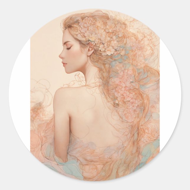 Sticker Rond StickerWhimsy en fleurs" (Devant)