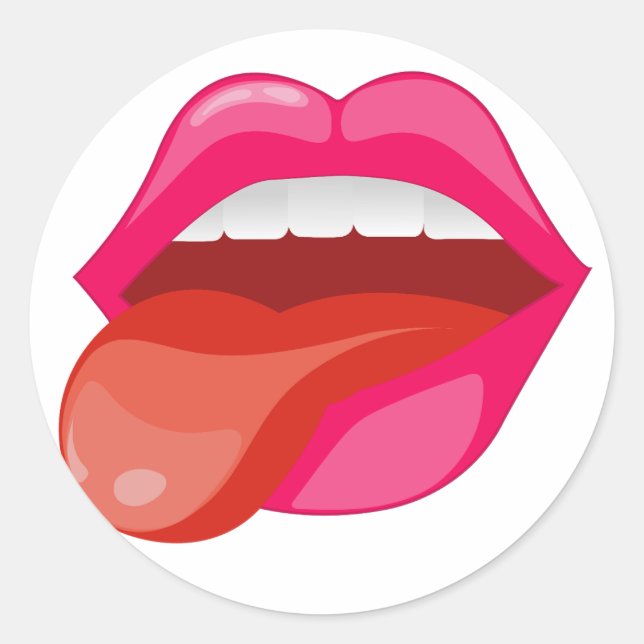 Sticker Rond Sticking out out the language (Devant)