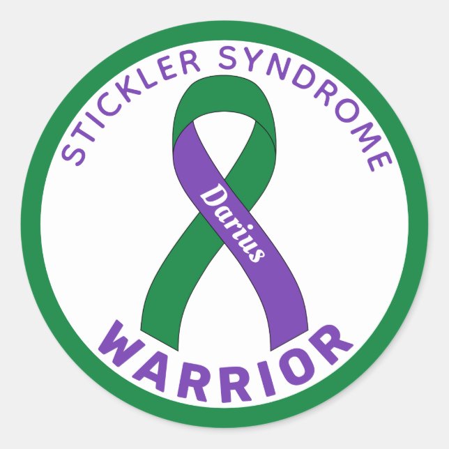 Sticker Rond Stickler Syndrome Guerrier Ruban blanc (Devant)