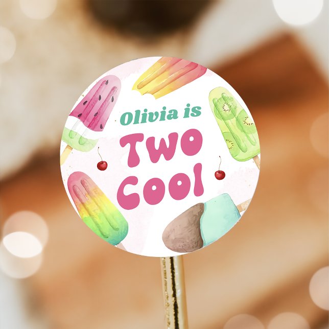 Sticker Rond Sticle de la fête du 2e anniversaire de Popsicle C (Créateur téléchargé)