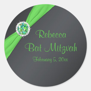 Sticker Rond Sticleur Bat mitzvah rond Lime et noir 1,5 po