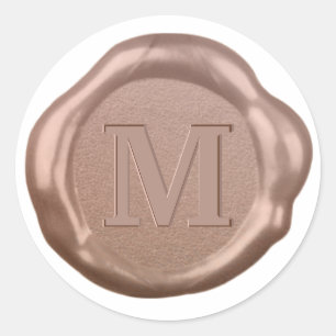 Sticker Rond Sticleur de cire d'or rose monogramme,