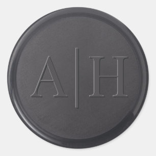 Sticker Rond Sticleur de cire noire initiale Monogramme