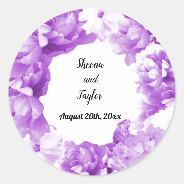Sticker Rond Sticleur de couronne Mariage violet monochromatiqu (Devant)