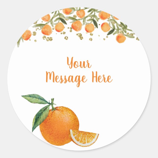 Sticker Rond Sticleur de message d'aquarelle orange Citrus (Devant)
