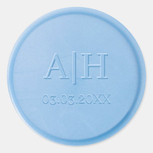 Sticker Rond Sticleur de sceau de cire bleu monogramme