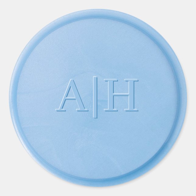 Sticker Rond Sticleur de sceau de cire bleu monogramme (Devant)