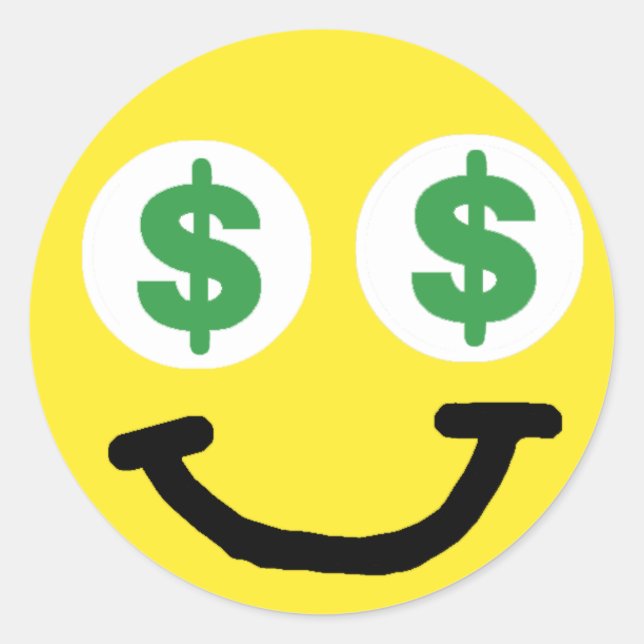 Sticker Rond Sticleur des yeux de signe dollar (Devant)