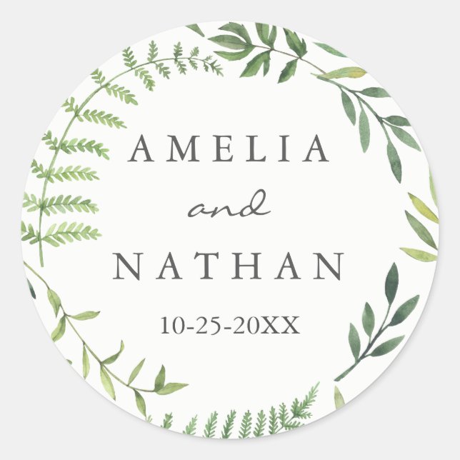 Sticker Rond Sticleur Mariage de feuille d'aquarelle (Devant)