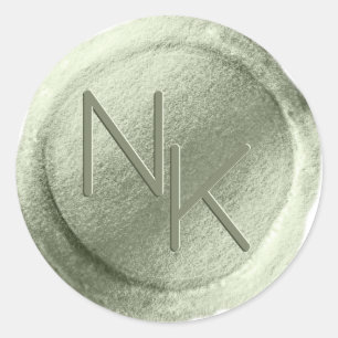 Sticker Rond Sticleur Monogramme à cire vert ressort