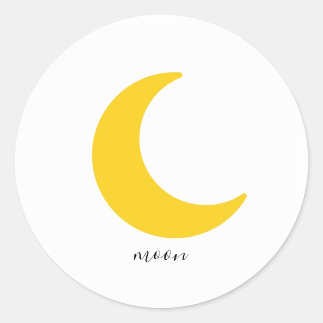 Sticker Rond Sticleur rond simple lune jaune (Devant)