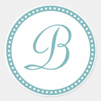 Sticker Rond Sticulation initiale simple Aqua Blue Dot Monogram