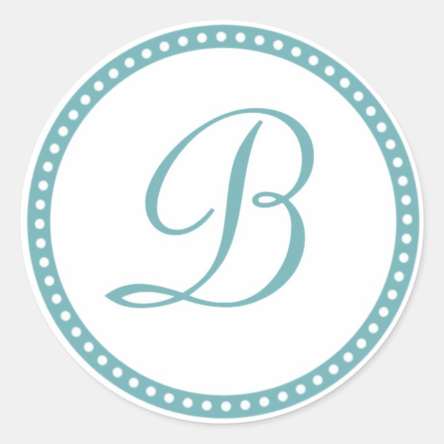 Sticker Rond Sticulation initiale simple Aqua Blue Dot Monogram (Devant)