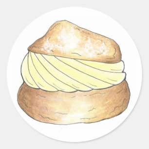 Sticker Rond Sticule de dessert en crème de vanille Puff Puffs