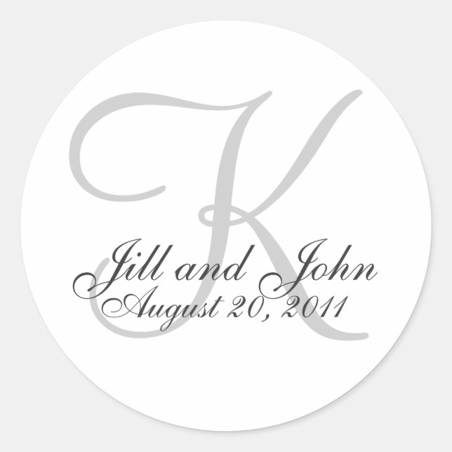 Sticker Rond Sticule de phoque Monogram K Mariage White Bride G (Devant)