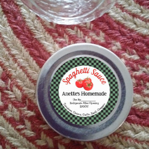 Sticker Rond Sticule de sauce Spaghetti Green Black Check fait