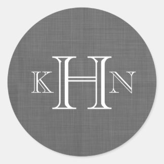 Sticker Rond Sticule rond Monogramme personnalisé Gris Faux