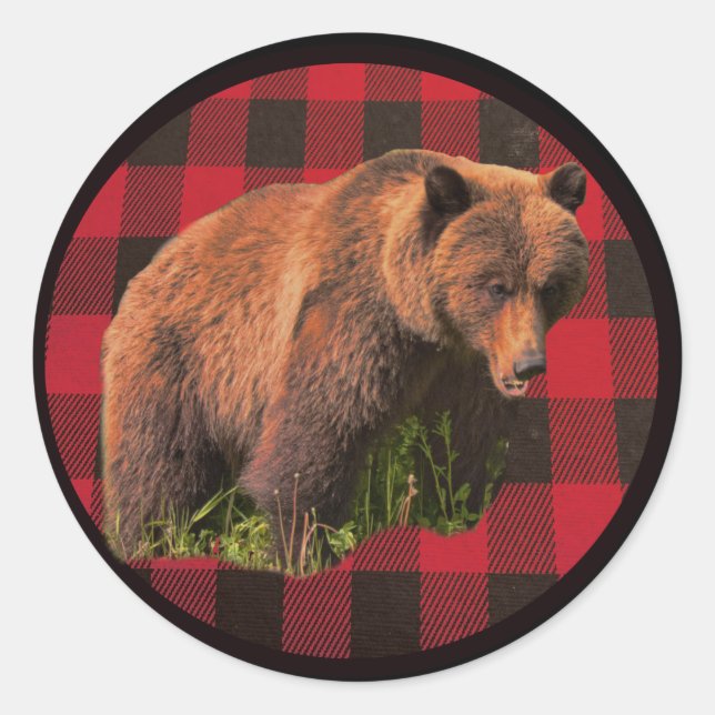Sticker Rond Sticule ronde Brown de l'ours plaquée Buffalo (Devant)