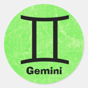 Sticker Rond Sticule vert chaux Gemini Zodiac Horoscope