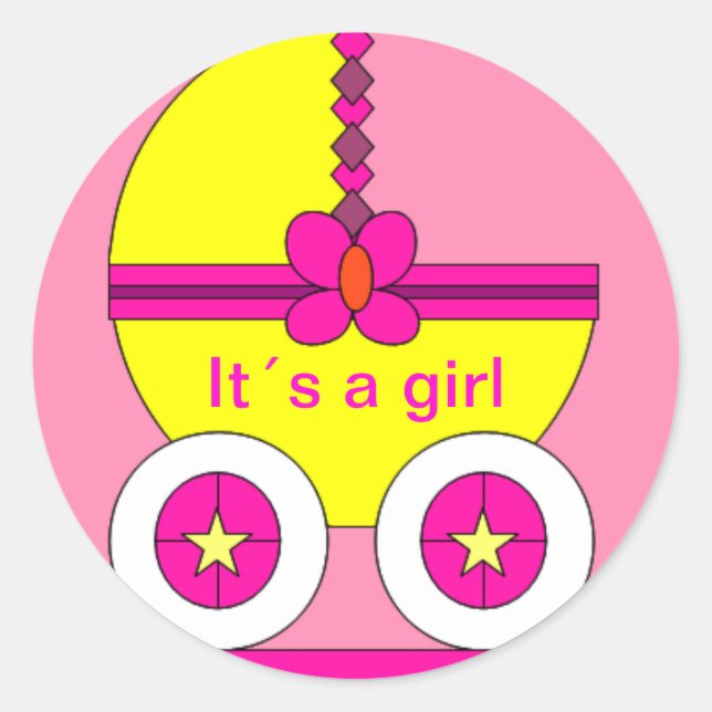 Sticker Rond Stiker c'est une fille (Devant)