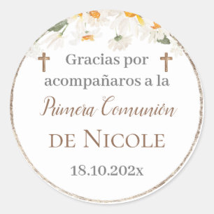 Sticker Rond Stikers floraux de la première communion