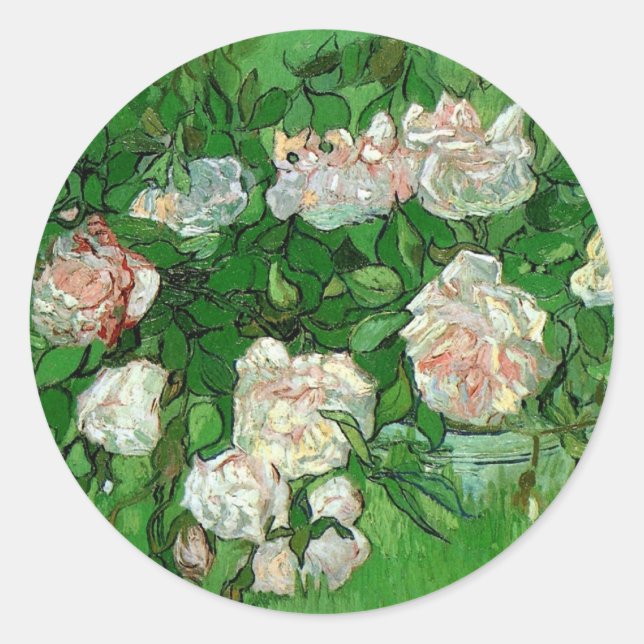 Sticker Rond Still Life : Roses roses roses de Vincent van Gogh (Devant)